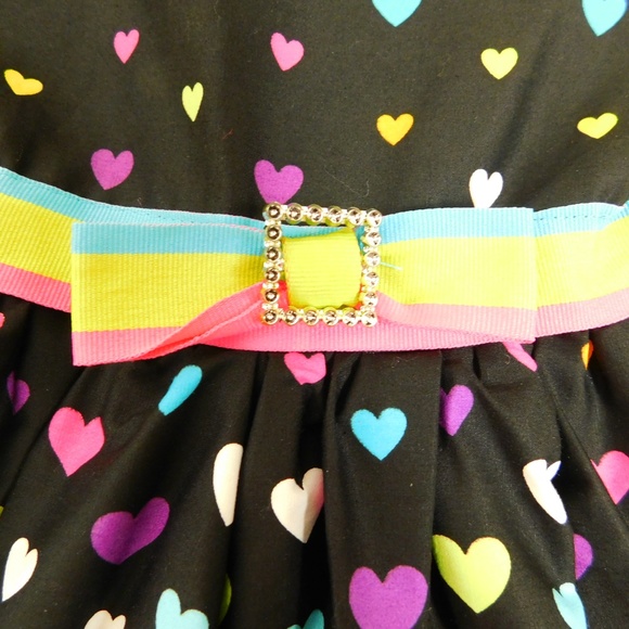 Youngland Girls 2T Heart Print A-line Poplin Dress - Picture 4 of 9